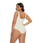 Ribbed Tummy Control Jumpsuit – Open Crotch Shapewear for Daily Compression