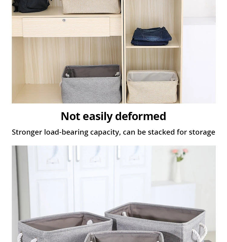 Folding Linen Storage Basket – Fabric Organizer for Wardrobe and Laundry