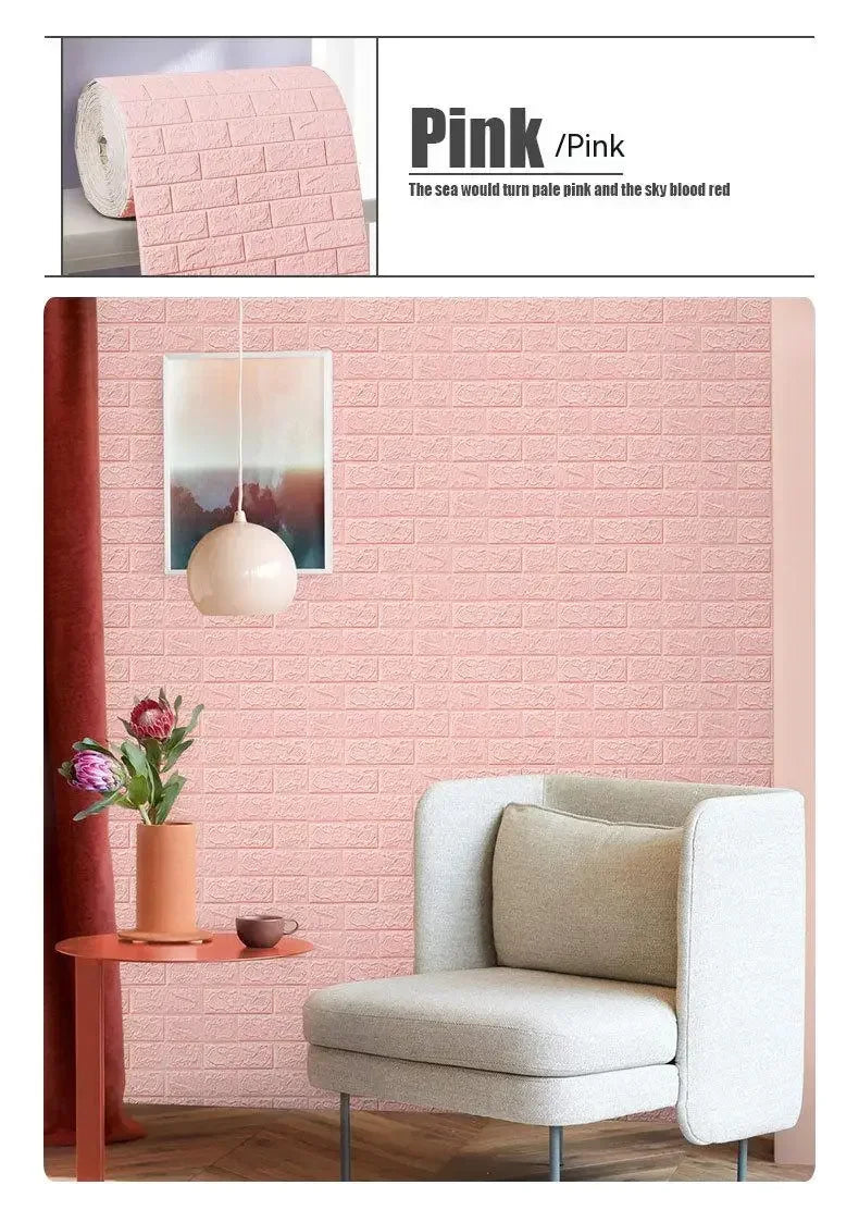 Self-Adhesive 3D Foam Brick Wallpaper – Waterproof Wall Decor for Home Living