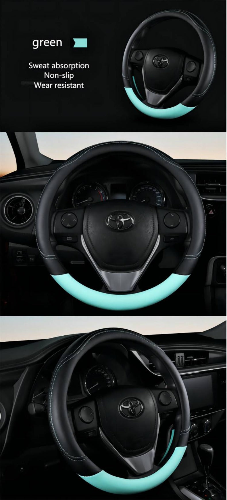 PU Leather Steering Wheel Cover – Non-Slip Grip for Universal Car Interior