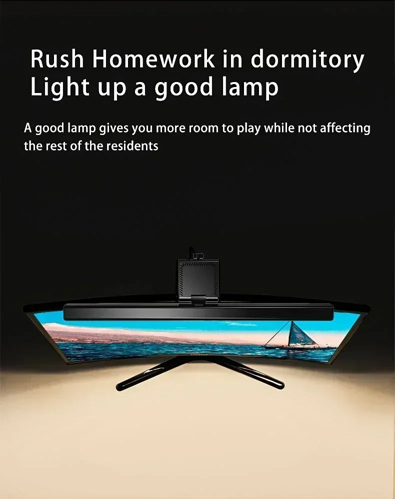 Dimmable LED Monitor Light Bar – Adjustable Desk Lamp for Reading and Study
