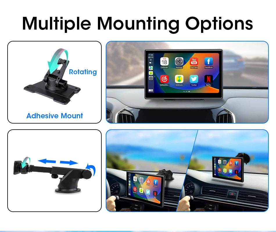 10 Inch 4K Dash Cam – Wireless Carplay GPS Navigator for Vehicle Dashboard