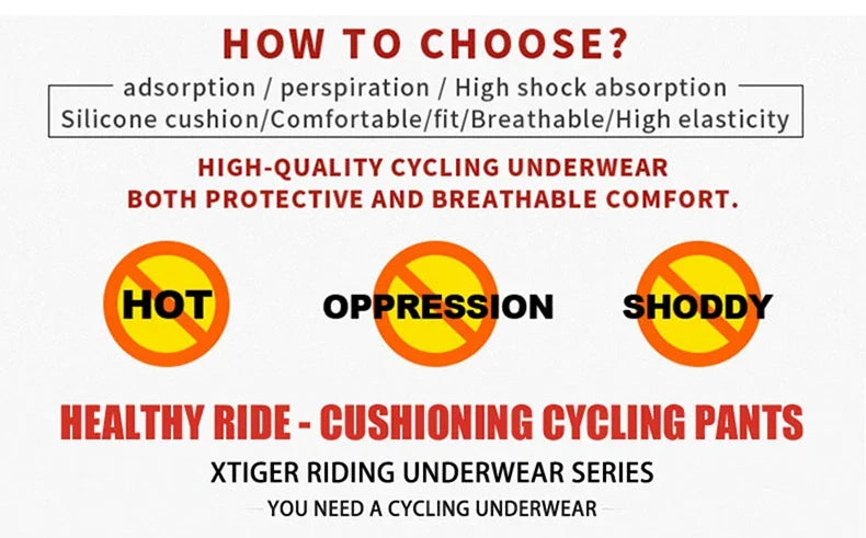 Padded Cycling Underwear Shorts – 5D Gel Breathable Liner for MTB Road Bike