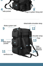 55L Tactical Duffel Backpack – Large Men's Bag for Hiking Travel and Gym