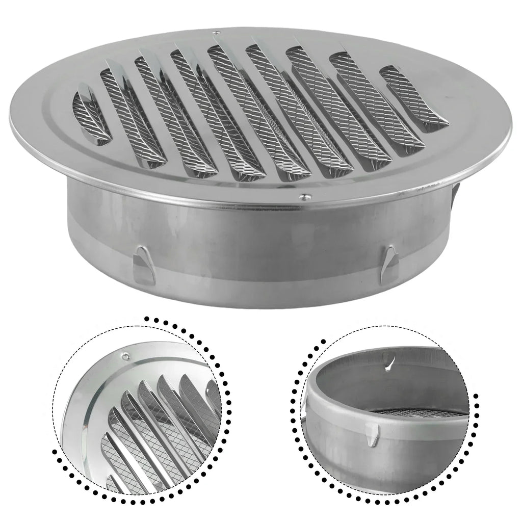 Stainless Steel Round Vent Grille – 70-300mm External Wall Duct for Ventilation