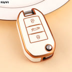 TPU Car Flip Key Case – Protective Shell for Peugeot and Citroen Accessories