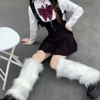 Faux Fur Leg Warmers – Lolita Harajuku Style Boot Covers for Winter Cosplay