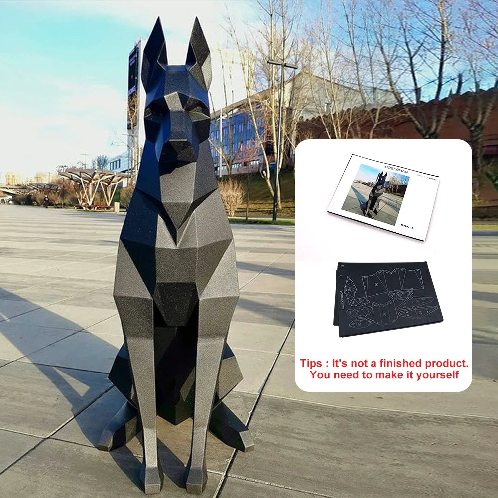 Doberman 3D Papercraft Sculpture – DIY Animal Model for Home Decor