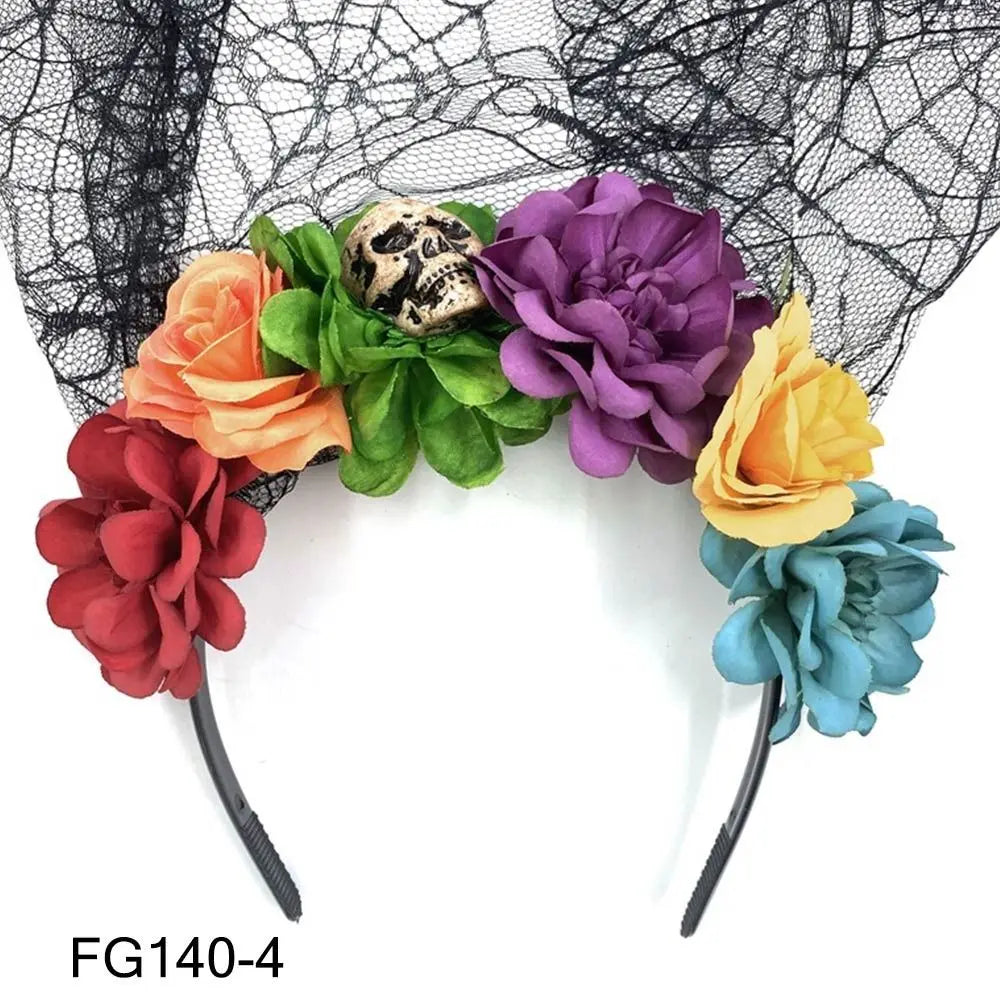 Mexican Rose Flower Crown – Boho Floral Headpiece for Halloween Party Wedding