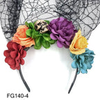 Mexican Rose Flower Crown – Boho Floral Headpiece for Halloween Party Wedding