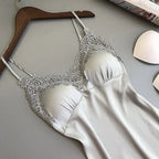 Silk Suspender Nightdress – Satin Halter Sleepwear for Summer Lounge