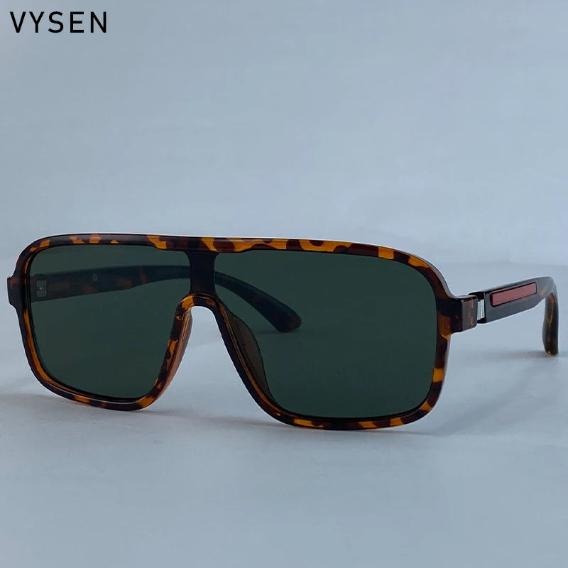 Oversized Polarized Rectangle Sunglasses – Vintage Steampunk for Men