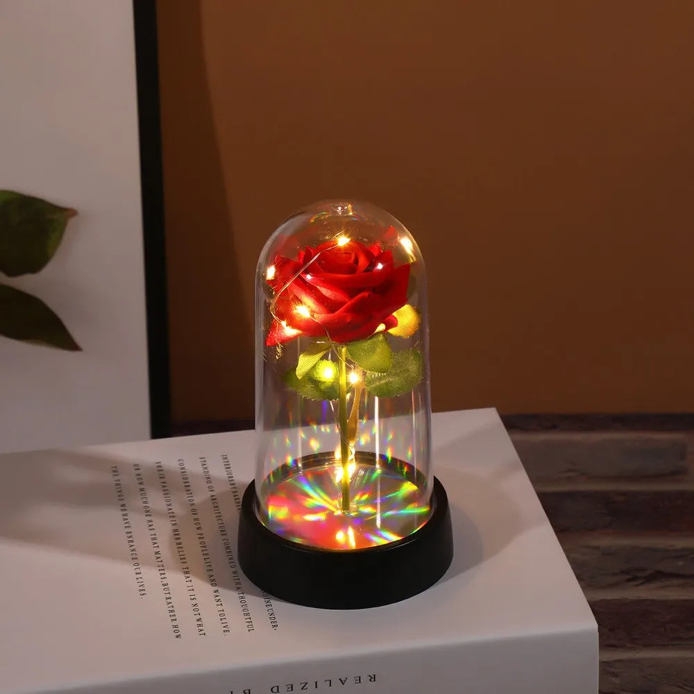 LED Glass Rose Lamp – Eternal Red Flower for Valentine's Day Gift
