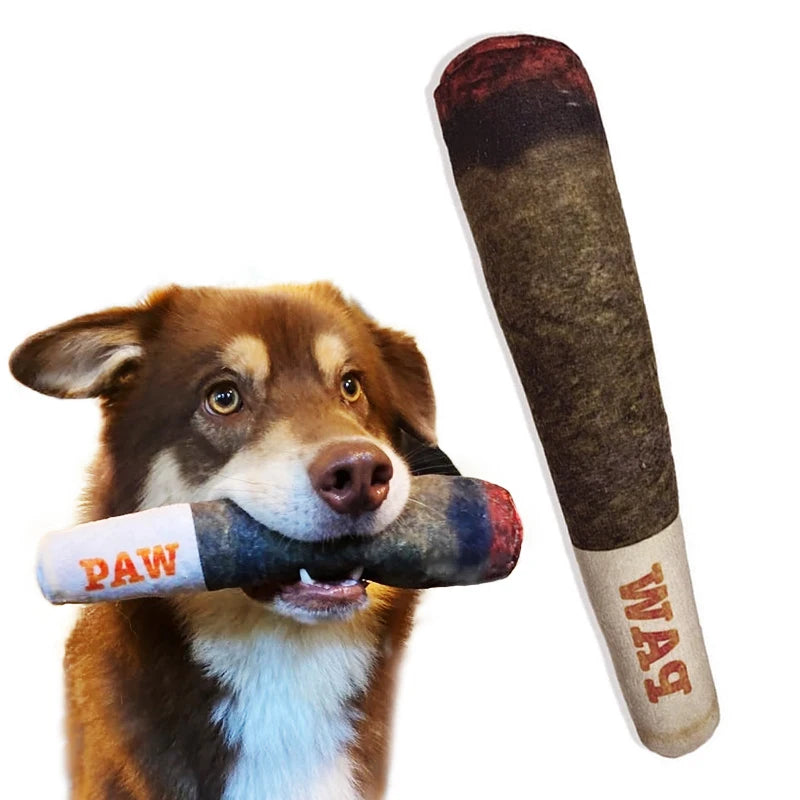 Interactive Cigar Squeaky Toy – Durable Plush for Small Puppy Teeth
