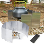 9-Plate Folding Windscreen – Aluminum Gas Stove Shield for Outdoor Camping