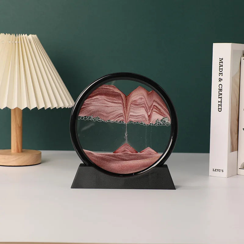 3D Moving Sand Art Frame – Dynamic Liquid Hourglass for Office Home Decor