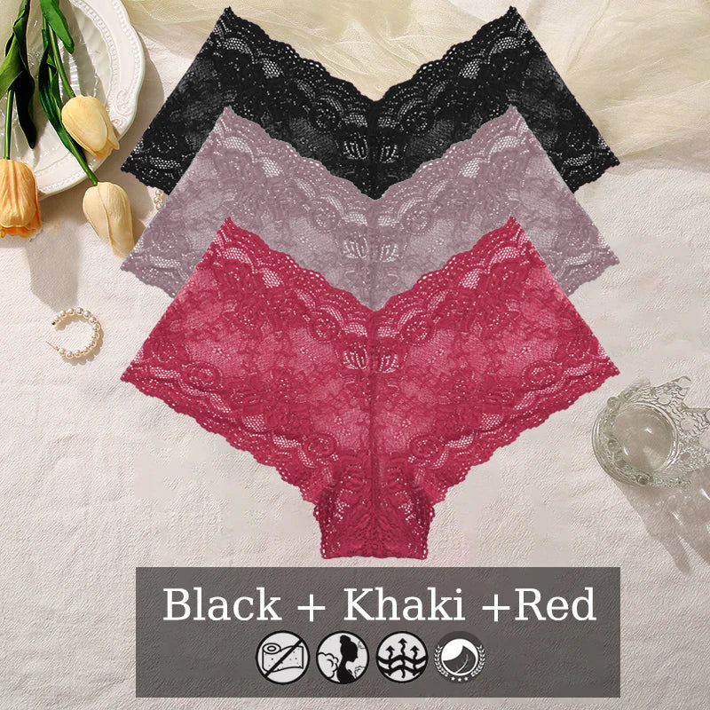 Floral Lace Panties – Sexy V-Waist Breathable Underwear for Women