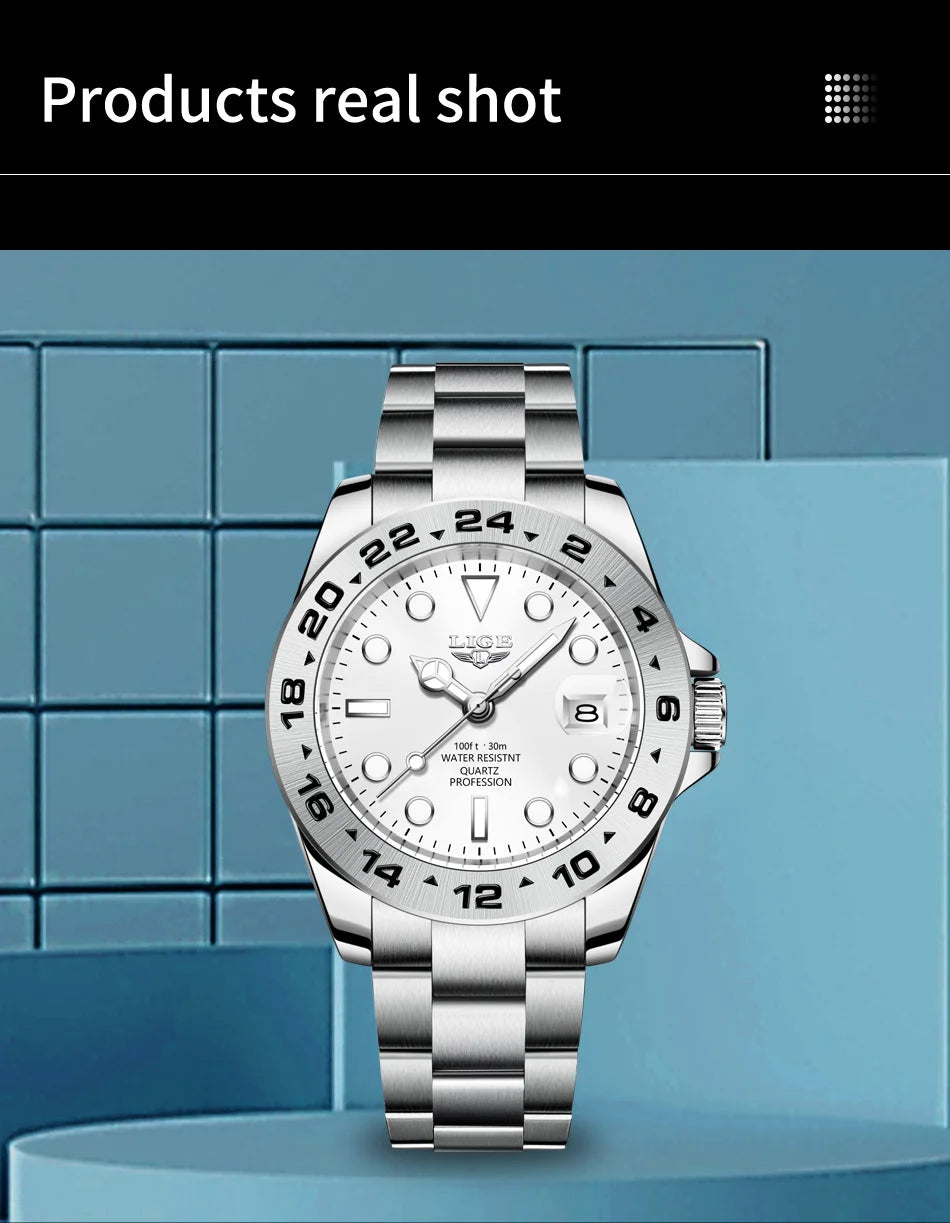 Luxury Steel Quartz Watch – Waterproof Military Sport Accessory for Men