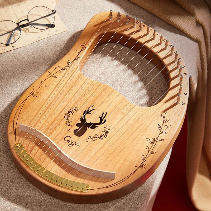 Mahogany Lyre Harp – 21 String Wooden Musical Instrument for Folk Music