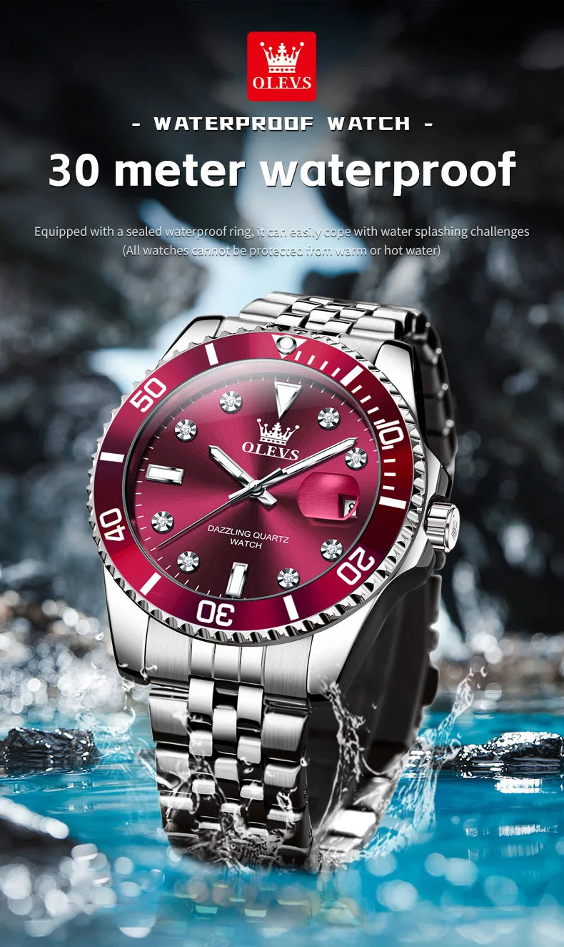 Stainless Steel Quartz Watch – Luminous Calendar Wristwatch for Business Men