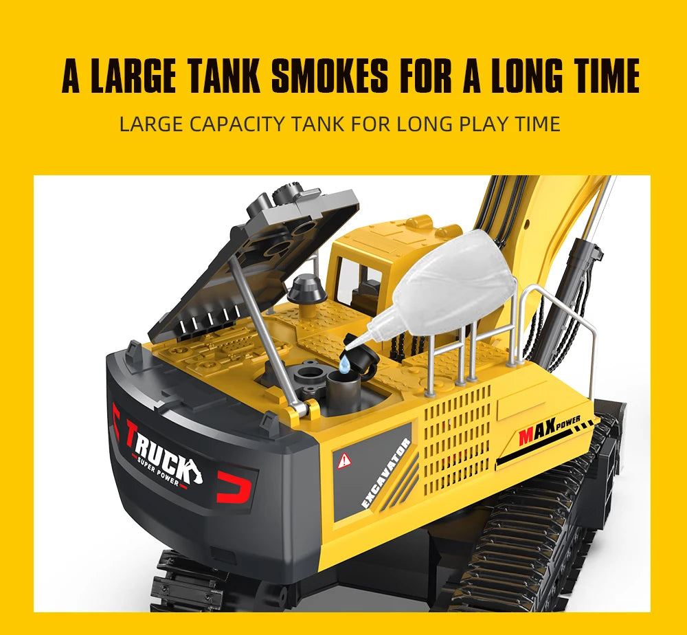 Alloy RC Excavator Toy – 2.4G Remote Control Engineering Truck for Kids