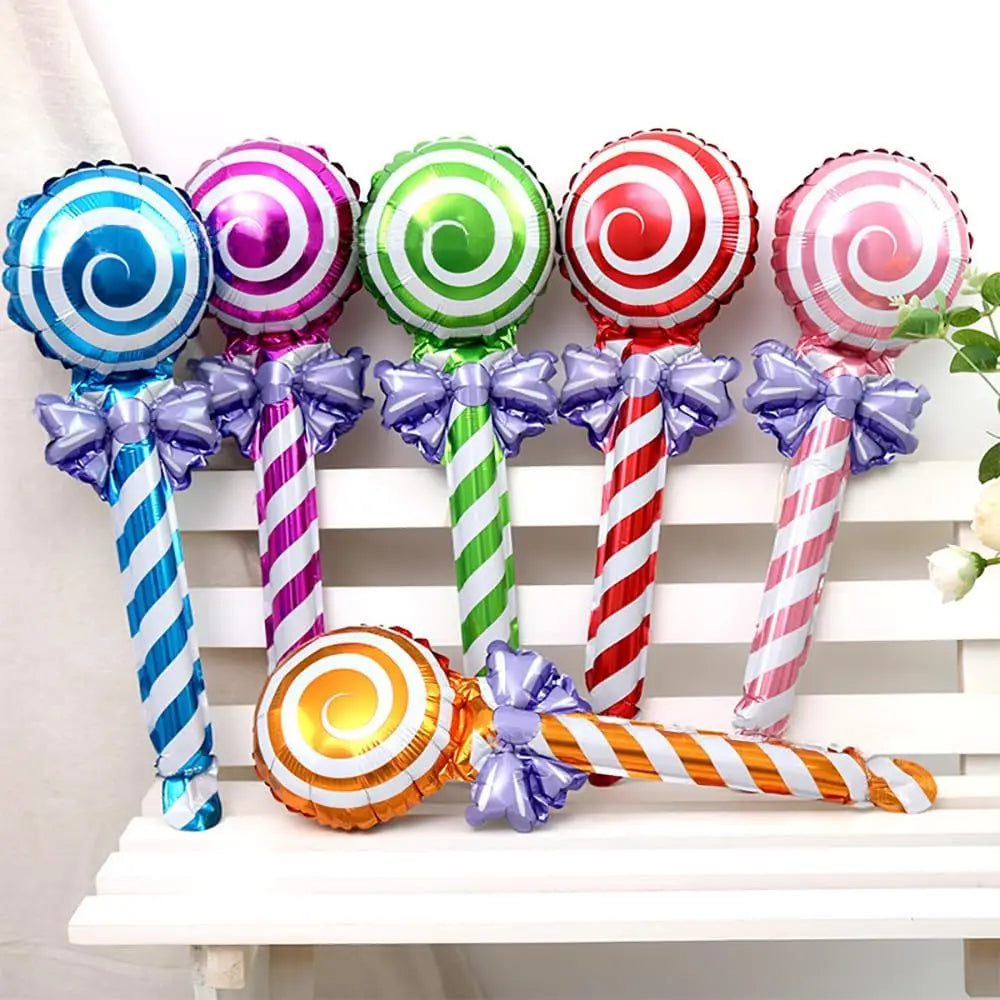 Candy Bow Lollipop Foil Balloons – Festive Decor for Birthday Parties