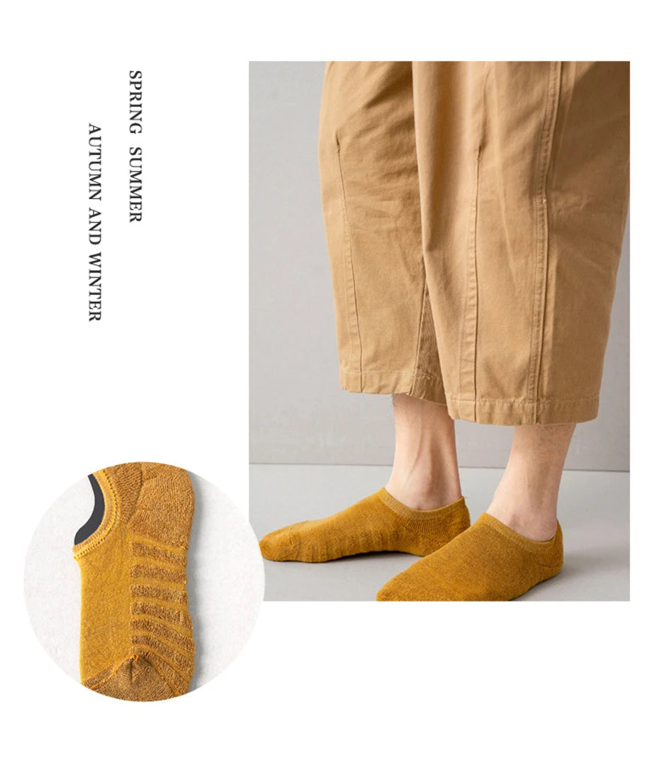 Cotton Low-Cut Ankle Socks – Breathable Casual Footwear for Men