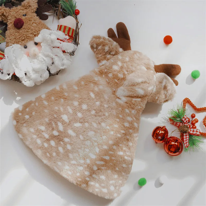 Plush Elk Cloak – Cute Pet Costume for Halloween and Christmas
