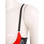 Wetlook Leather Push Up Bralette – Underwire Lace Lingerie for Sexy Cosplay