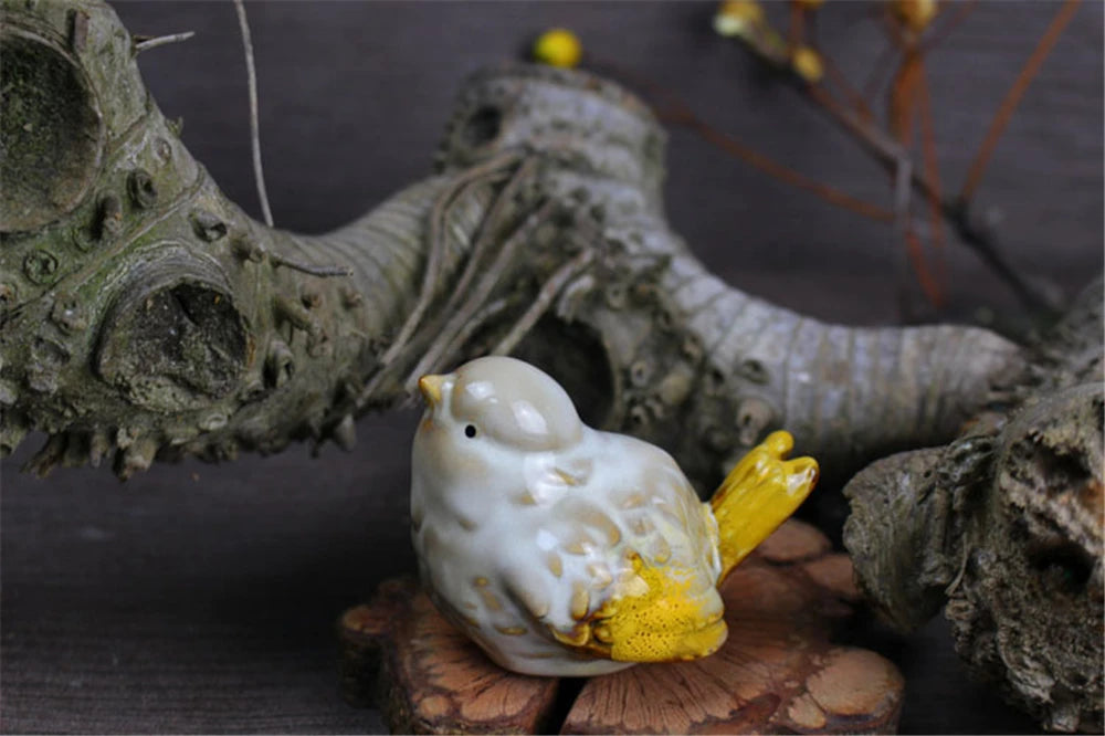 Ceramic Bird Figurines – Porcelain Magpie Sparrow Set for Home Decor
