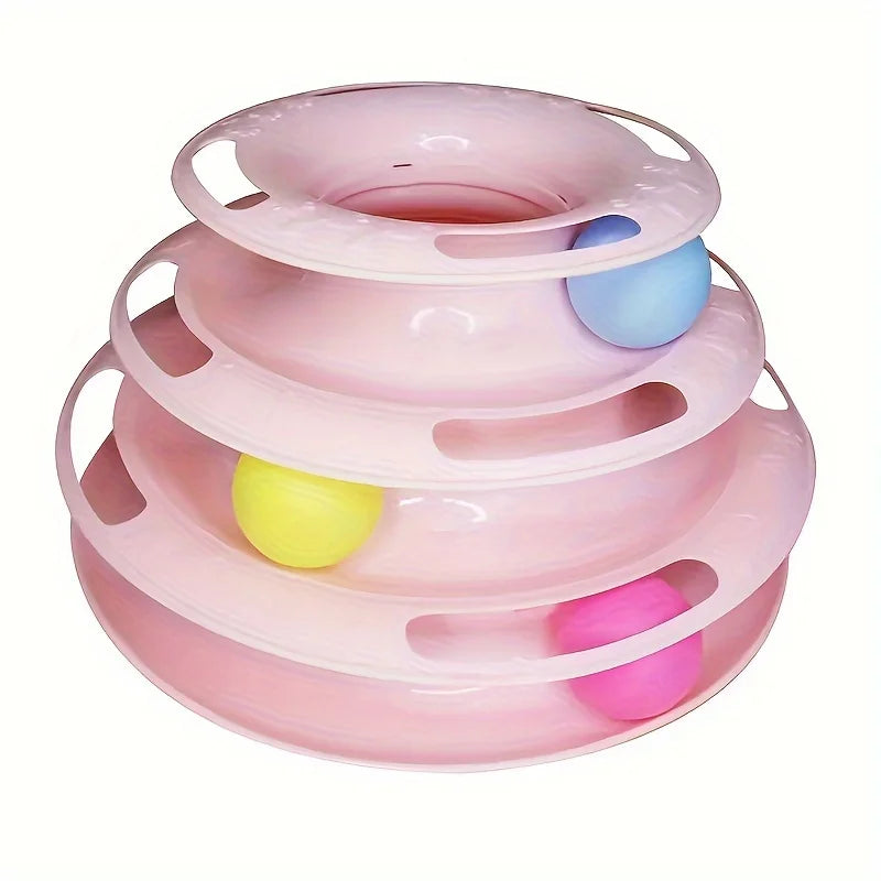 Interactive 3-Layer Cat Toy Tower – Puzzle Game for Mental and Physical Exercise