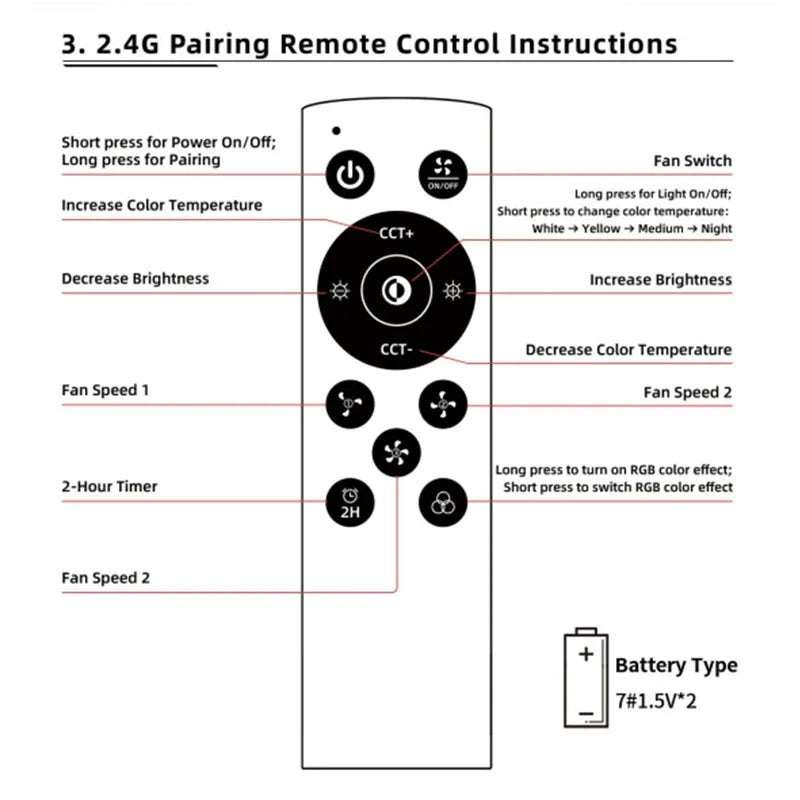 Smart RGB Ceiling Fan – E27 Bluetooth Lamp for Bedroom Decor