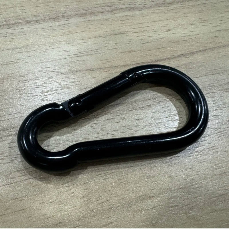 Iron Carabiner Snap Hooks – Heavy Duty Black Hardware for Outdoor Camping