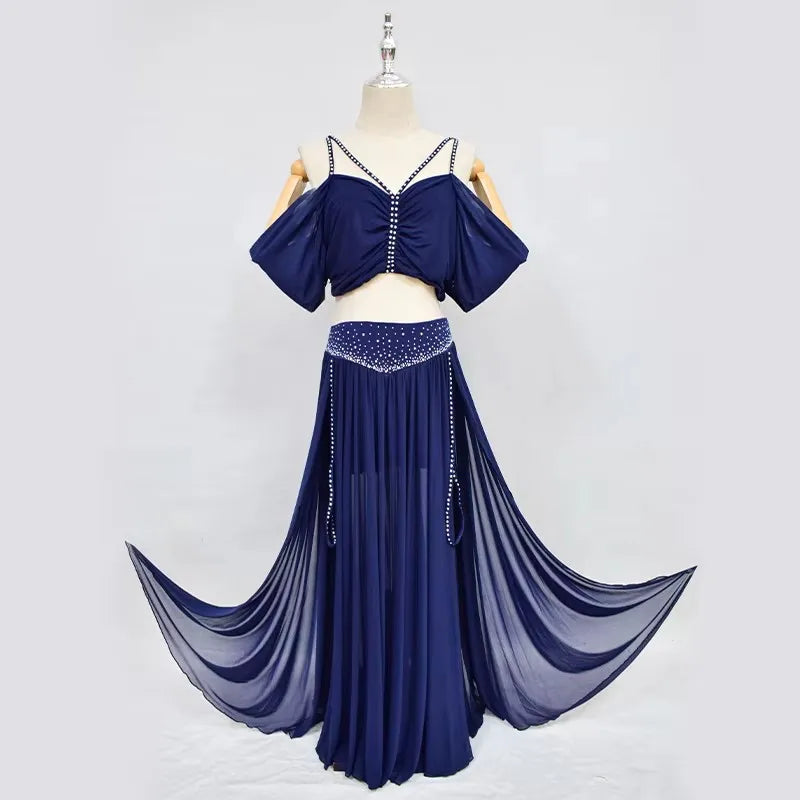 Belly Dance Professional Suit – Mesh Split Skirt Set for Oriental Performance