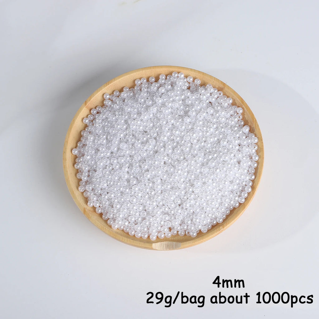 Beige ABS Imitation Pearl Beads – 3-20mm Round Spacer for Jewelry DIY Crafting