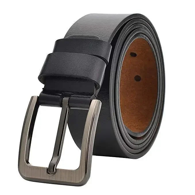 Genuine Leather Mens Belt – Adjustable Luxury Cowskin Strap for Jeans