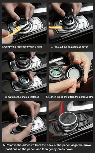 IDrive Multimedia Button Decals – Adhesive Interior Trim for BMW Models