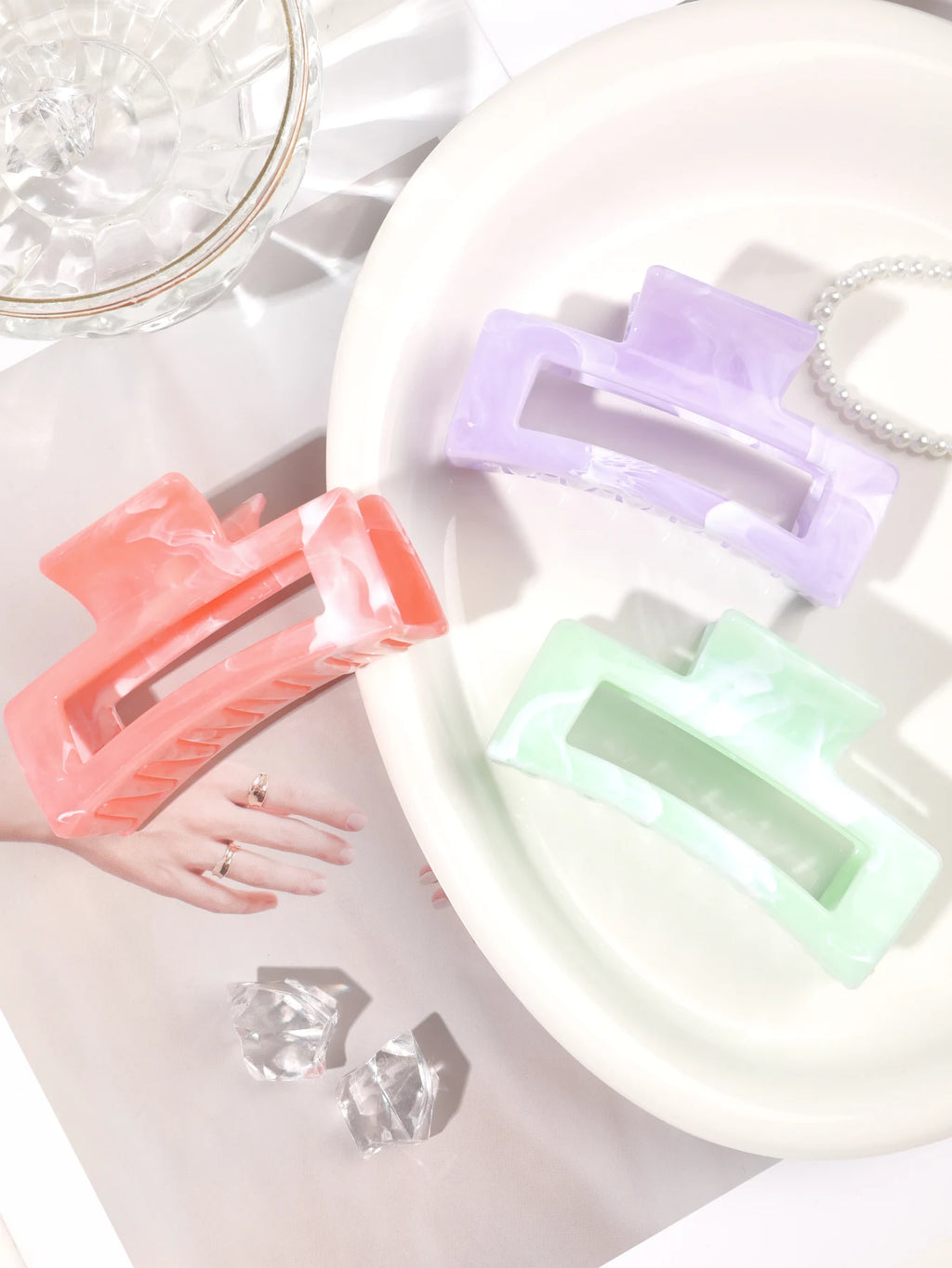 Matte Square Hair Claw Clips – Non-slip 3.4 inch Accessories for Thick Hair