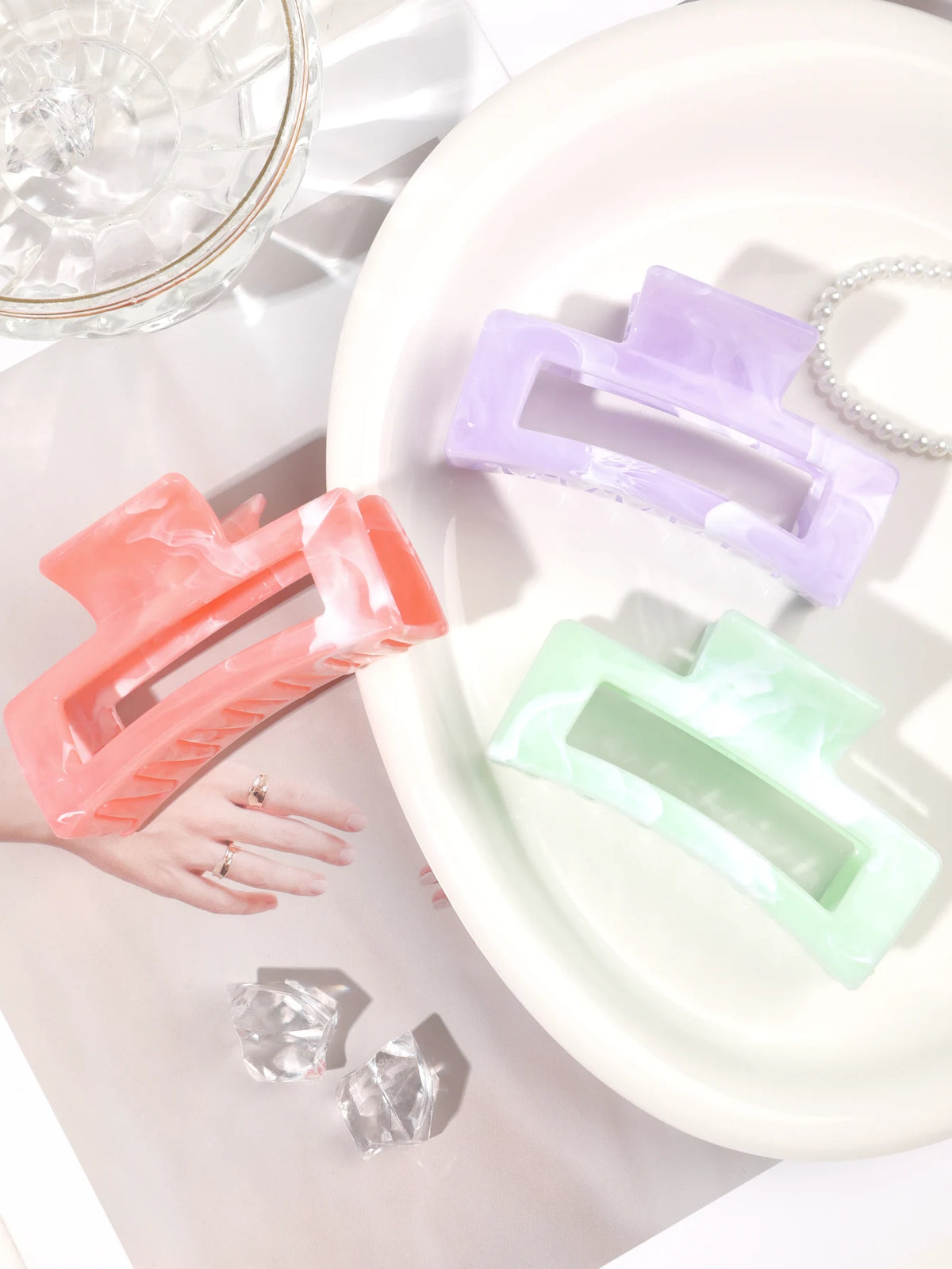 Matte Square Hair Claw Clips – Non-slip 3.4 inch Accessories for Thick Hair