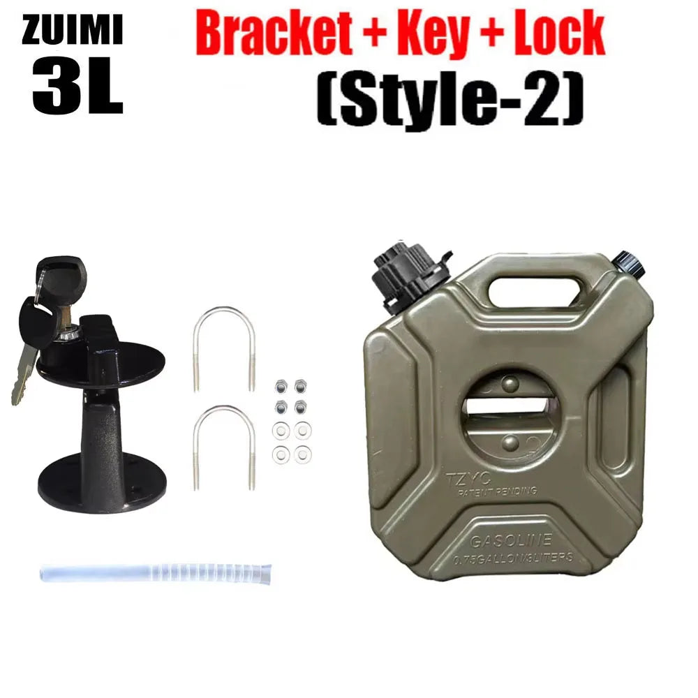 5L Plastic Fuel Canister – Lockable Backup Tank for Motorcycle SUV Storage