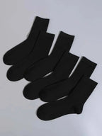 Mid Length Cotton Socks – Solid Color Business Casual for Daily Wear