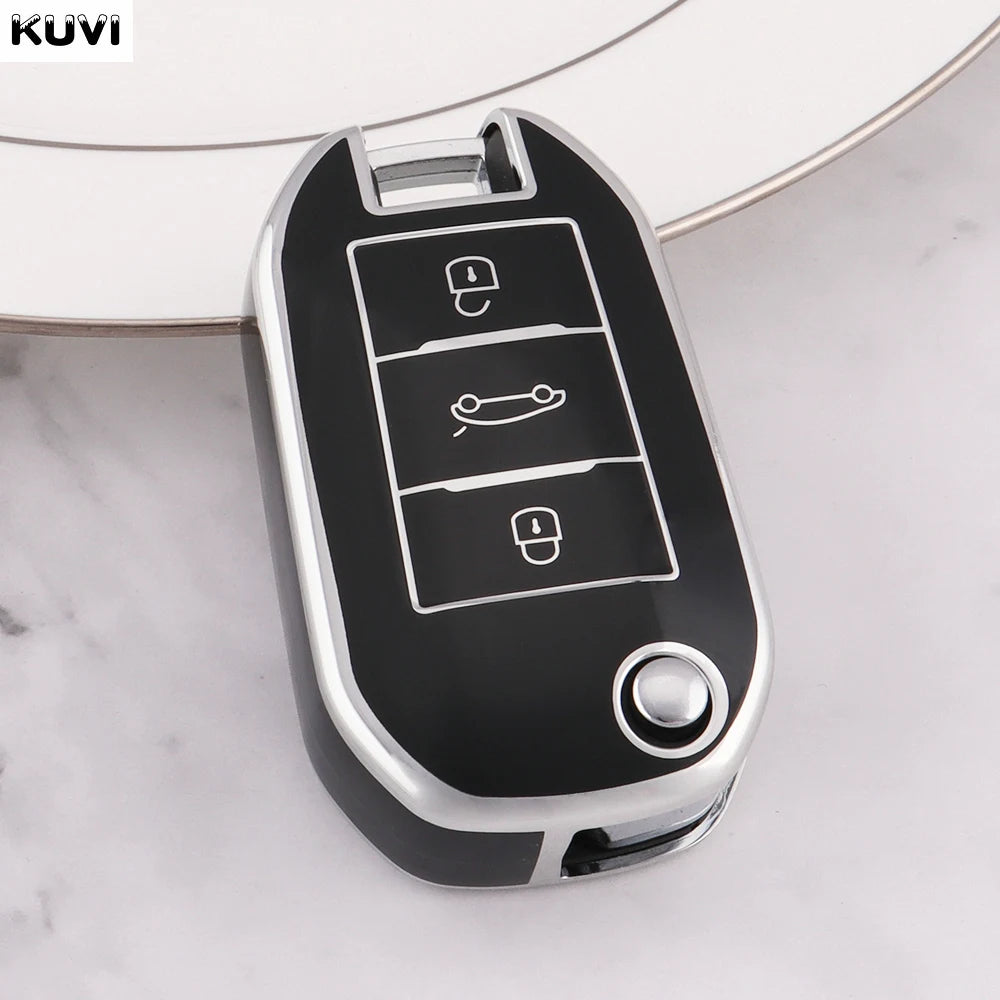 TPU Car Flip Key Case – Protective Shell for Peugeot and Citroen Accessories