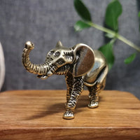 Antique Brass Elephant Figurine – Miniature Animal Ornament for Home Decor