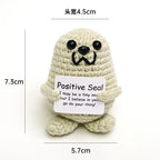 Handmade Wool Crochet Dog Doll – Positive Affirmation Plush for Home Decor