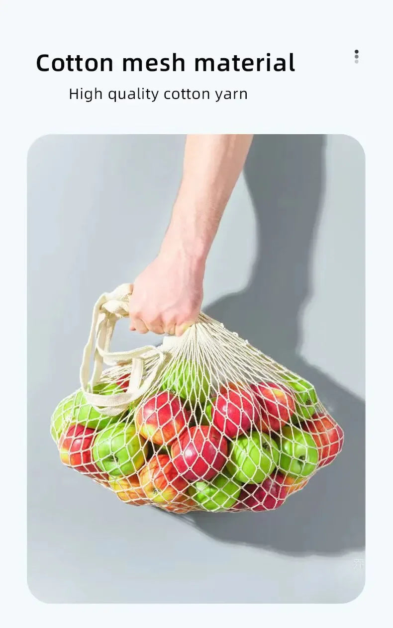 Reusable Cotton Mesh Tote Bag – Eco-Friendly Produce Storage for Grocery Shopping