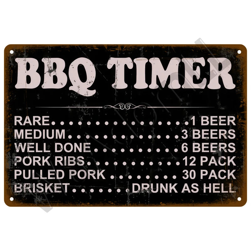 Vintage Metal BBQ Sign – Retro Tin Wall Plaque for Backyard Garden Decor