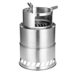 Portable Stainless Steel Wood Stove – Windproof Camping Cooker for Hiking