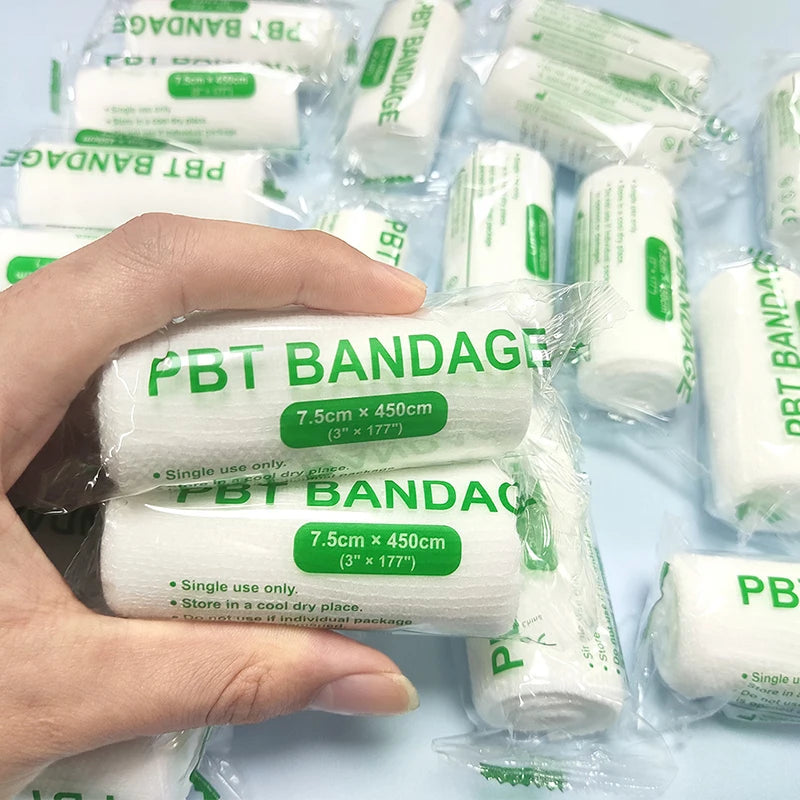 PBT Elastic Bandages – Absorbent Cotton Core for First Aid Wound Dressing