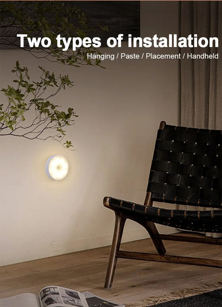 USB Rechargeable Motion Sensor Light – Magnetic Night Lamp for Home Bedroom