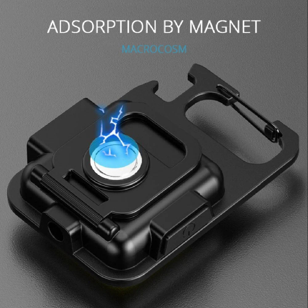 Mini COB Keychain Flashlight – Magnetic Rechargeable Light for Camping